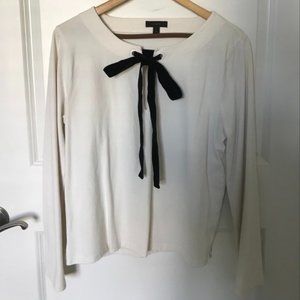 J .Crew long sleeved shirt with velvet bow neck detail